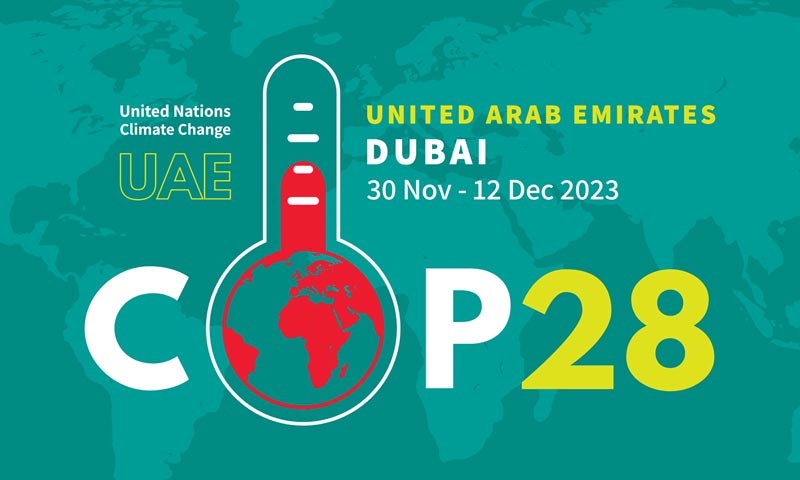 COP28 UAE. Annual United Nations climate change conference. Dubai, United Arab Emirates. Climate action plan. Emission reduction. Global Warming. Vector illustration